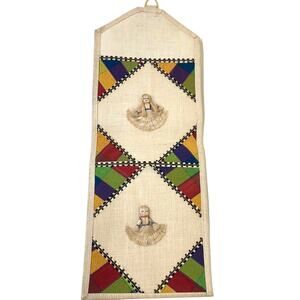 Vintage Native American Textile Wall Hanging Threadwork Handmade Childs Room
